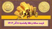 قیمت سکه و طلا امروز یکشنبه ۵ آذر ۱۴۰۲
